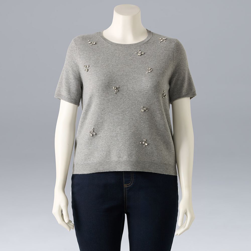 Plus Size Simply Vera Vera Wang Rhinestone Cluster Tee