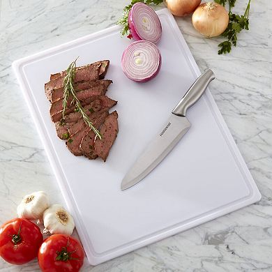 Farberware 15" x 19.9" White Plastic Reversible Cutting Board