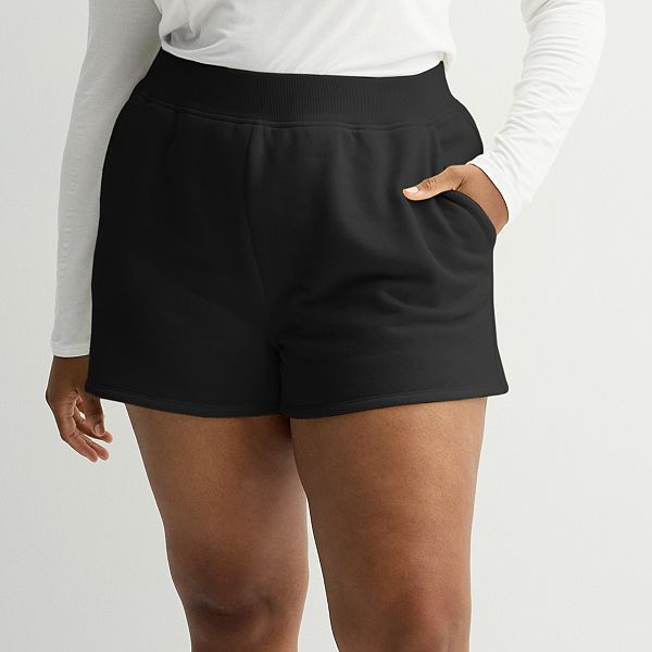 Juniors' Plus Size SO® Fleece Shorts - Black Luxe (1X)