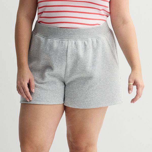 Juniors' Plus Size SO® Fleece Shorts - Gray Fox Heather (1X)