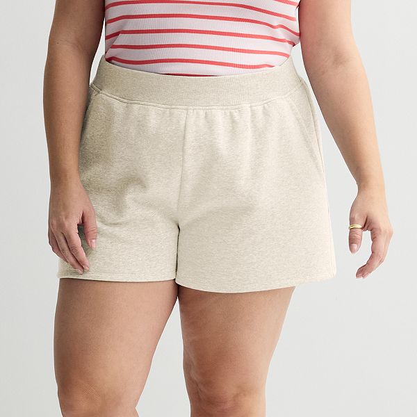 Juniors' Plus Size SO® Fleece Shorts - Oatmeal Heather (1X)