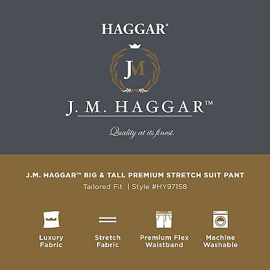 Big & Tall J.M. Haggar™ Diamond Weave Tailored Fit Flat Front Suit Separates Pant
