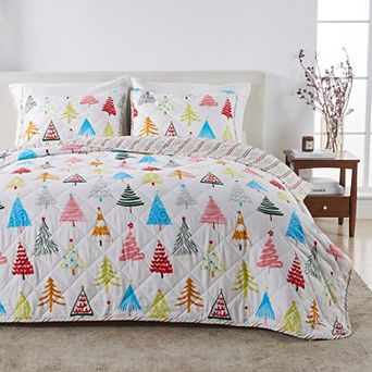Madelinen Colorful and Cheerful Holiday Quilt Set with Shams