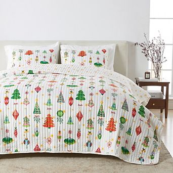 Madelinen Colorful and Cheerful Holiday Quilt Set with Shams