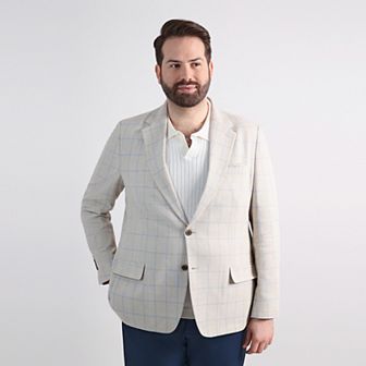 Big & Tall J.M. Haggar™ Plaid Windowpane Tailored Fit Sport Coat