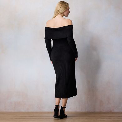 Petite LC Lauren Conrad Off-The-Shoulder Midi Sweater Dress