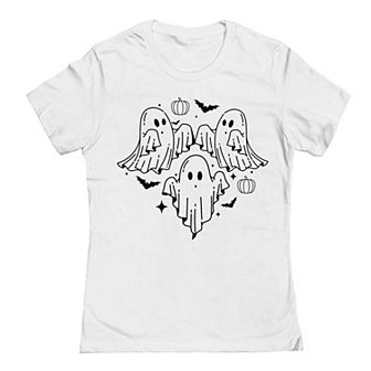 Junior's 3 Ghosts Flying Halloween Graphic Tee