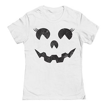 Junior's Pumpkin Face Halloween Graphic Tee
