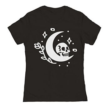 Junior's Moth Coffin Front Halloween Graphic Tee