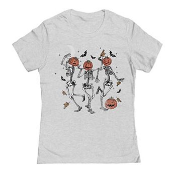 Junior's Pumpkin Skulls Halloween Graphic Tee