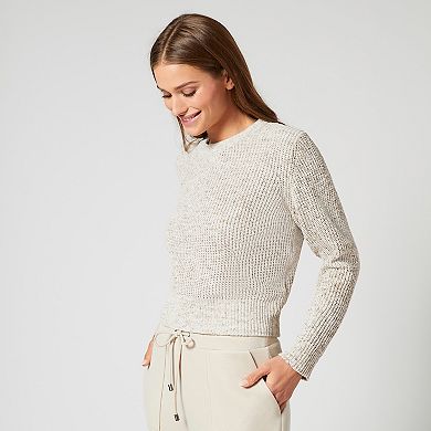 Womens Grey & Gray Long Sleeve Crewneck Sweater