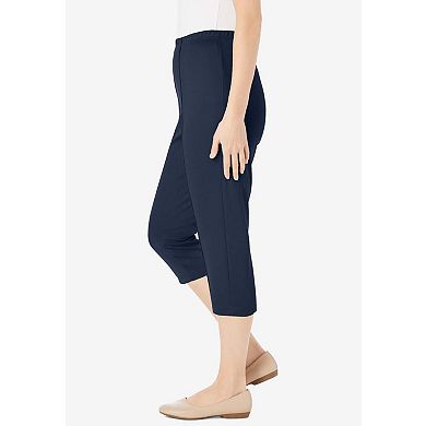 Woman Within Plus Size The Hassle-Free Soft Knit Capri