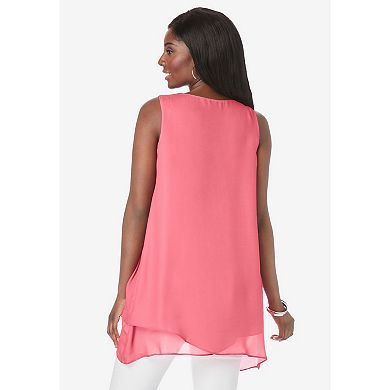Jessica London Women's Plus Size Crinkled Tunic
