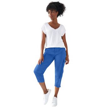 ellos Plus Size Stretch Mid-Rise Cargo Capris