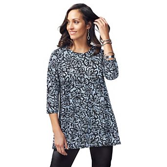 Jessica London Women's Plus Size Stretch Knit Swing Tunic
