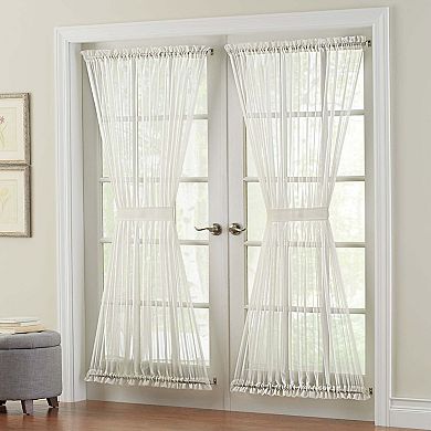 BrylaneHome BH Studio Sheer Voile Door Panel With Tiebacks