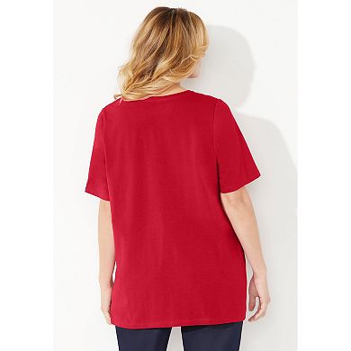 Catherines Women's Plus Size Suprema Short Sleeve V-neck Tee
