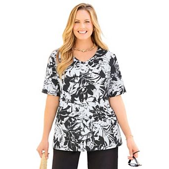 Catherines Women's Plus Size Suprema Short Sleeve V-Neck Tee