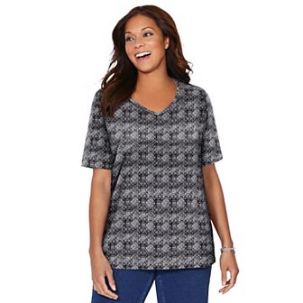 Catherines Women's Plus Size Suprema Short Sleeve V-Neck Tee