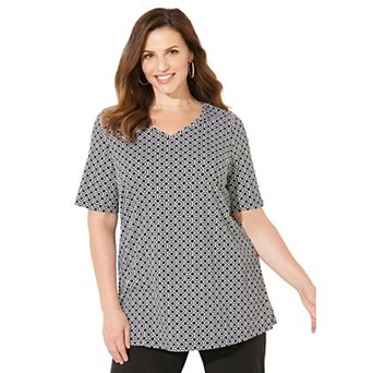 Catherines Women's Plus Size Suprema Short Sleeve V-Neck Tee