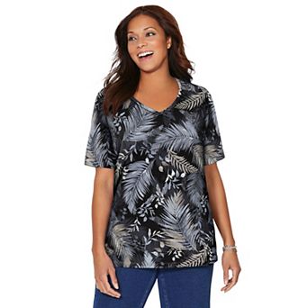 Catherines Women's Plus Size Suprema Short Sleeve V-Neck Tee