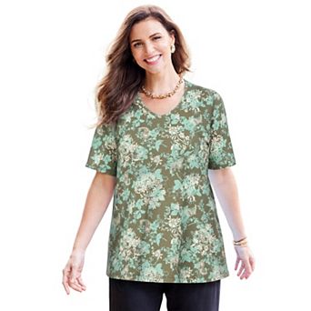 Catherines Women's Plus Size Suprema Short Sleeve V-Neck Tee
