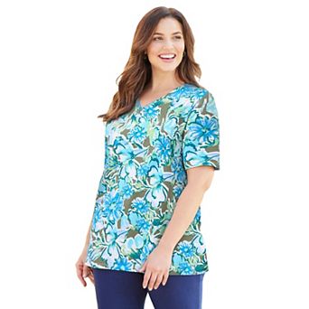 Catherines Women's Plus Size Suprema Short Sleeve V-Neck Tee