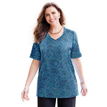 Catherines Women's Plus Size Suprema Short Sleeve V-Neck Tee
