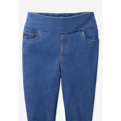Woman Within Plus Size Petite Pull-On Flex Elastic-Waist Stretch Denim Capri Jeans