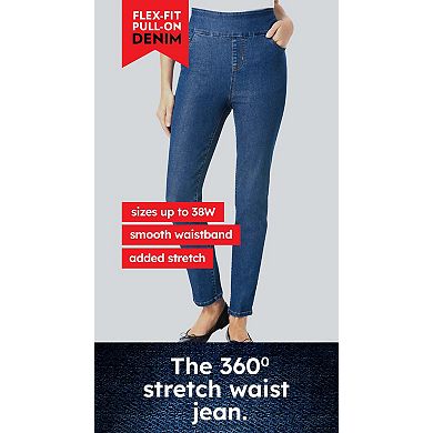 Woman Within Plus Size Petite Pull-On Flex Elastic-Waist Stretch Denim Capri Jeans