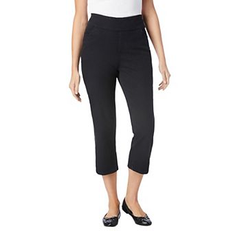 Woman Within Plus Size Petite Pull-On Elastic-Waist Stretch Denim Capri Jeans