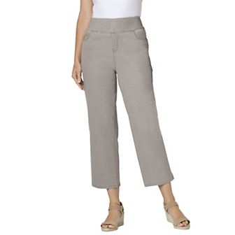 Woman Within Plus Size Petite Pull-On Elastic-Waist Stretch Denim Capri Jeans