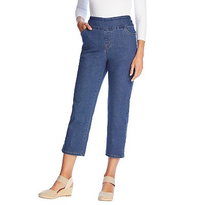 Woman Within Plus Size Petite Pull-On Elastic-Waist Stretch Denim