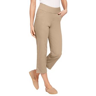 Woman Within Plus Size Petite Pull-On Elastic-Waist Stretch Denim Capri Jeans