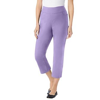 Woman Within Plus Size Petite Pull-On Elastic-Waist Stretch Denim Capri Jeans