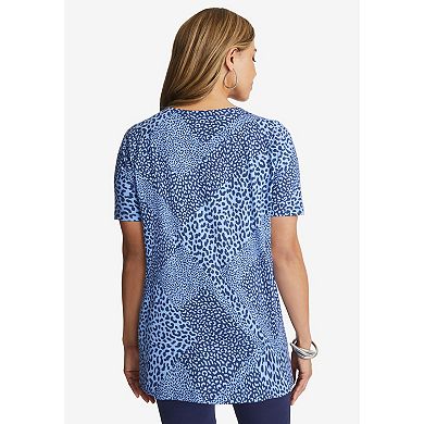Jessica London Women's Plus Size Stretch Cotton Square Neck Tunic