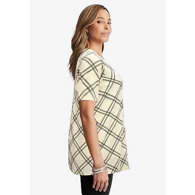 Jessica London Women's Plus Size Stretch Cotton Square Neck Tunic