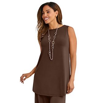 Jessica London Women's Plus Size Stretch Knit Tunic Tank