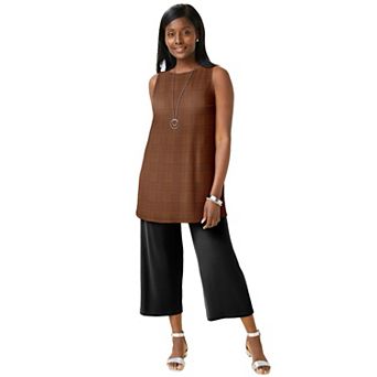 Jessica London Women's Plus Size Stretch Knit Tunic Tank