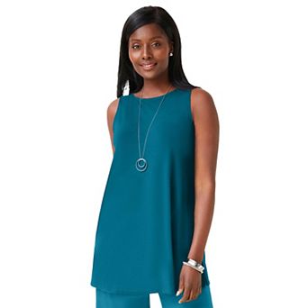 Jessica London Women's Plus Size Stretch Knit Tunic Tank
