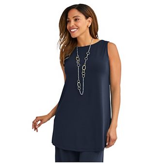 Jessica London Women's Plus Size Stretch Knit Tunic Tank