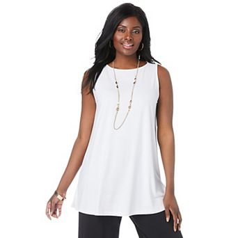 Jessica London Women's Plus Size Stretch Knit Tunic Tank