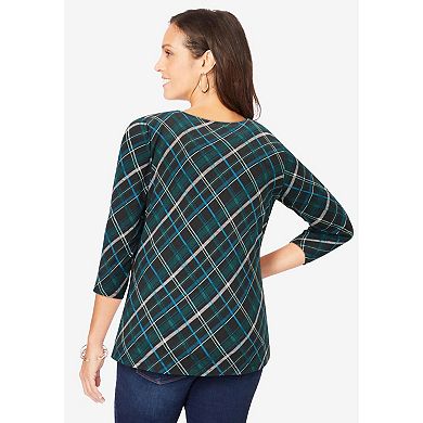 Jessica London Women's Plus Size Stretch Cotton Scoop Neck Tee