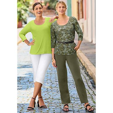 Jessica London Women's Plus Size Stretch Cotton Scoop Neck Tee