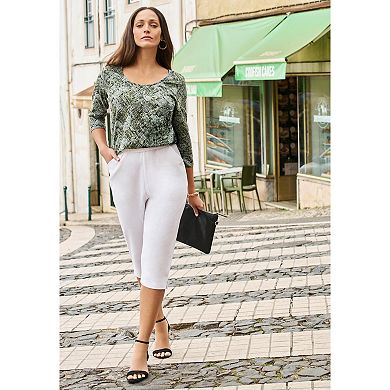 Jessica London Women's Plus Size Stretch Cotton Scoop Neck Tee