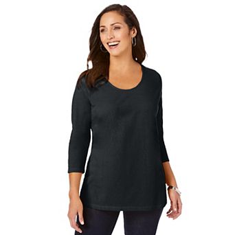 Jessica London Women's Plus Size Stretch Cotton Scoop Neck Tee