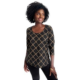 Jessica London Women's Plus Size Stretch Cotton Scoop Neck Tee