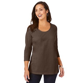 Jessica London Women's Plus Size Stretch Cotton Scoop Neck Tee