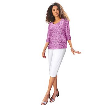 Jessica London Women's Plus Size Stretch Cotton Scoop Neck Tee