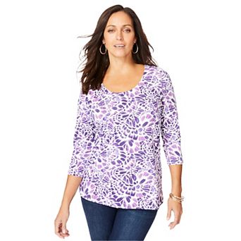 Jessica London Women's Plus Size Stretch Cotton Scoop Neck Tee